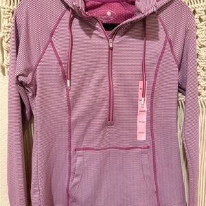 NWT Tangerine Women’s Purple Striped Hooded Half-Zip Hoodie Size Small, Workout